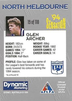 1994 AFL Sensation #19 Glenn Archer Back